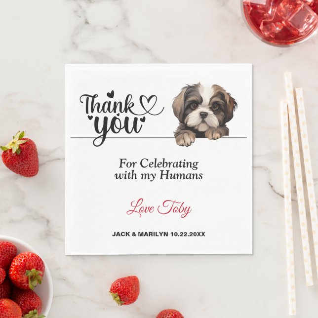 Shih Tzu Wedding Thank You Napkins (Insitu)