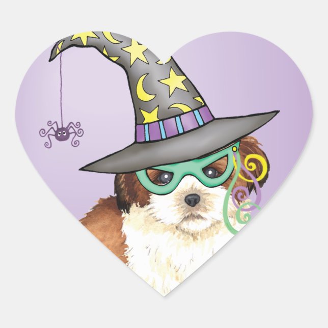 Shih Tzu Witch Heart Sticker (Front)