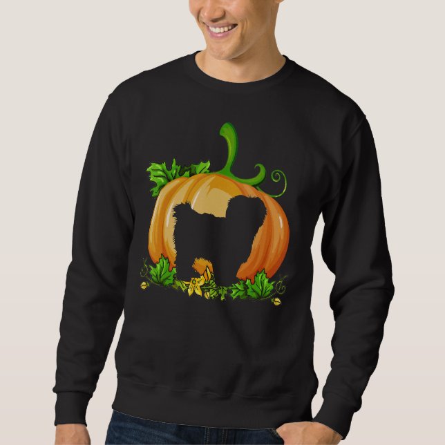 Shih Tzu Witch Pumpkin Halloween Costume Sweatshirt (Front)
