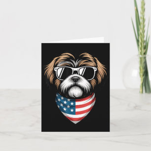 Shih Tzu with American Flag Bandana Card