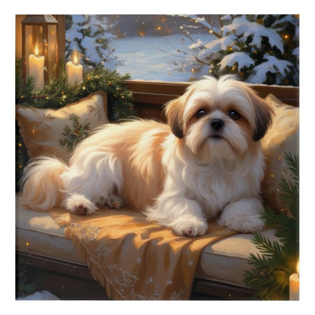Shih Tzu with Christmas Lights Holiday  Acrylic Print (Front)