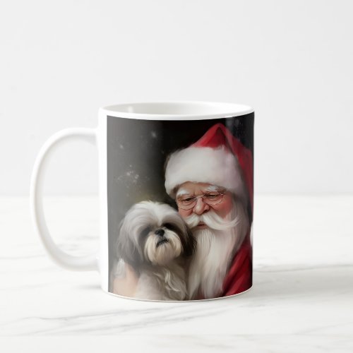 Shih Tzu With Santa Claus Festive Christmas  Coffee Mug