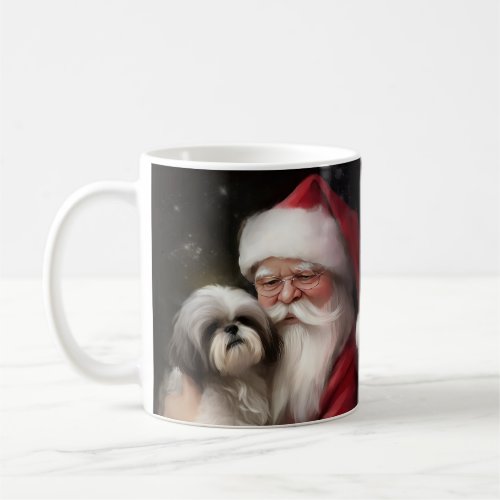 Shih Tzu With Santa Claus Festive Christmas  Coffee Mug