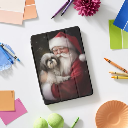 Shih Tzu With Santa Claus Festive Christmas  iPad Air Cover