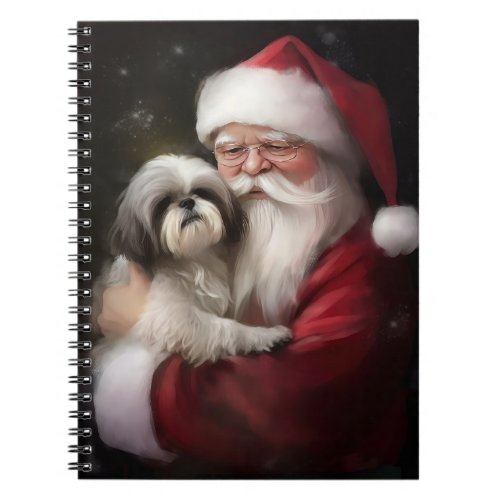 Shih Tzu With Santa Claus Festive Christmas  Notebook
