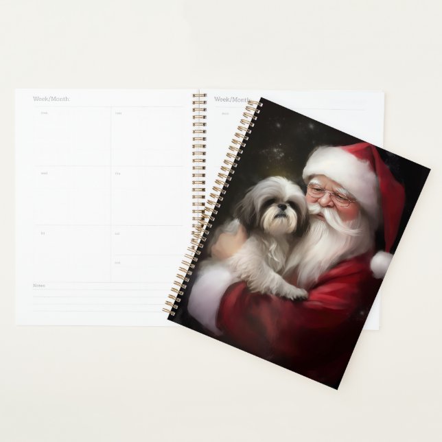 Shih Tzu With Santa Claus Festive Christmas  Planner (Display)