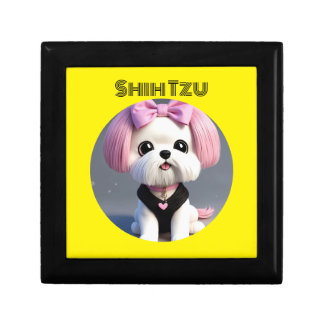 Shih Tzu Wooden Jewelry Keepsake Box