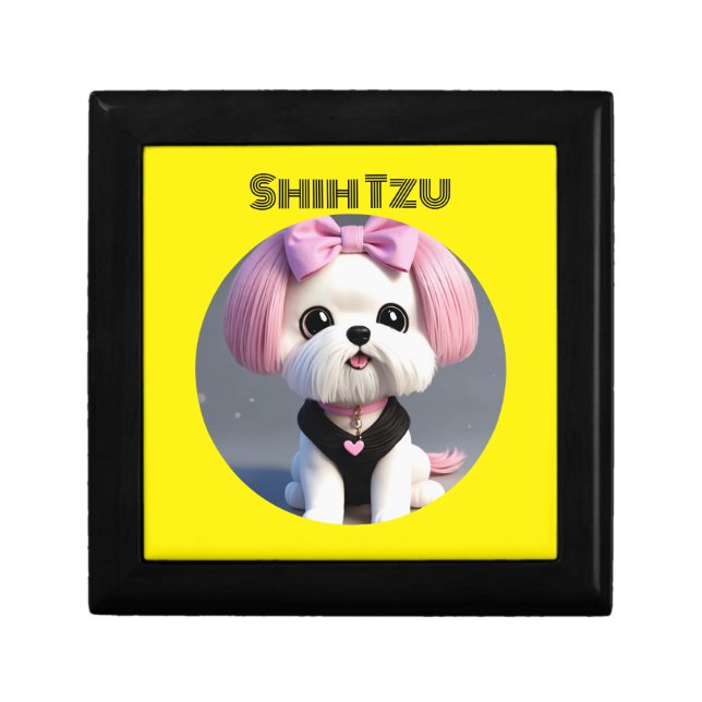 Shih Tzu Wooden Jewelry Keepsake Box (Front)
