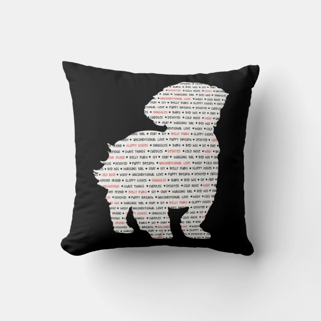 Shih Tzu Word Art Throw Pillow (Front)
