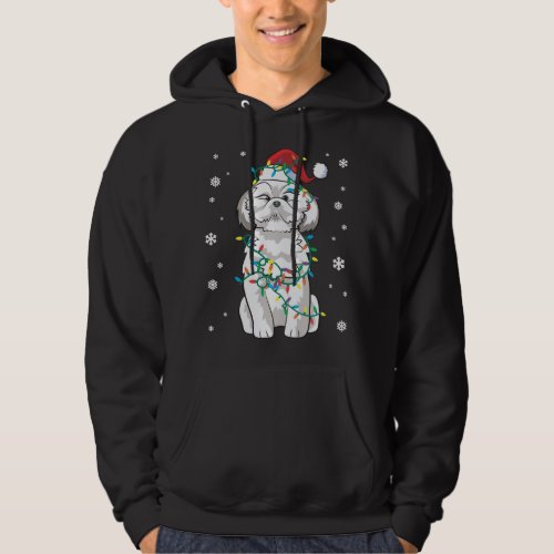 Shih Tzu Wrapped In Christmas Lights Dog Hoodie