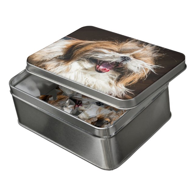 Shih tzu yawning laughing funny cute jigsaw puzzle (Lid Open)
