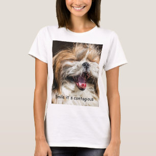Shih tzu yawning laughing smile text customize T-Shirt