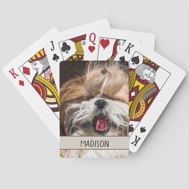 Shih tzu yawning tongue funny cute Personalize Poker Cards (Back)