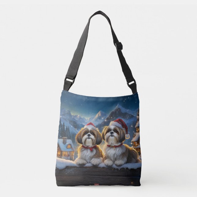 Shih Tzus Holiday Design By Rich AMeN Gill Crossbody Bag (Front)