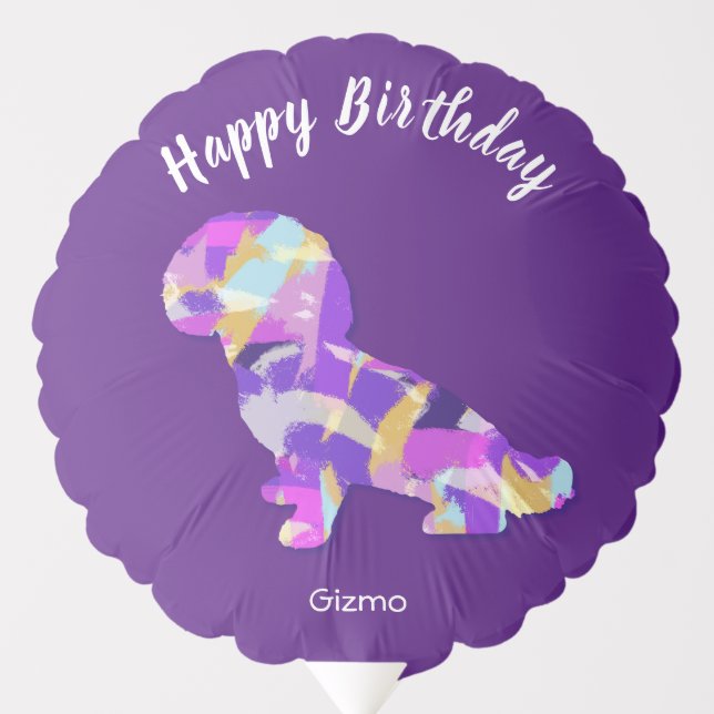Shihpoo Dog Silhouette Cute Purple PY&B Balloon (Front)