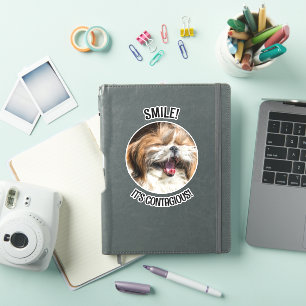 Shihtzu laughing smile it's contagious custom text sticker