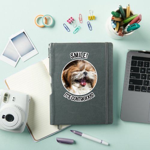 Shihtzu laughing smile its contagious custom text sticker