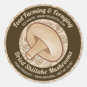 Shiitake Mushroom Round Label