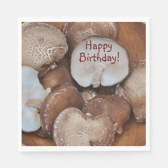 Shiitake Mushrooms Birthday Napkins (Front)