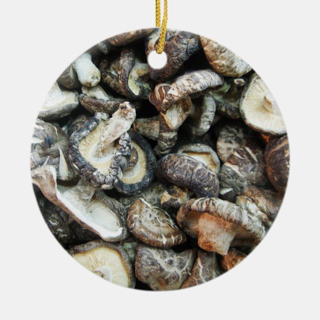 Shiitake Mushrooms Ceramic Ornament (Front)