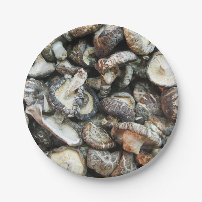 Shiitake Mushrooms Paper Plates (Front)