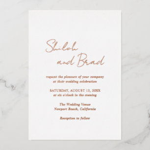 Shiloh Modern Elegant Wedding Foil Invitation