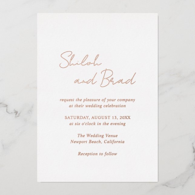 Shiloh Modern Elegant Wedding Foil Invitation (Front)