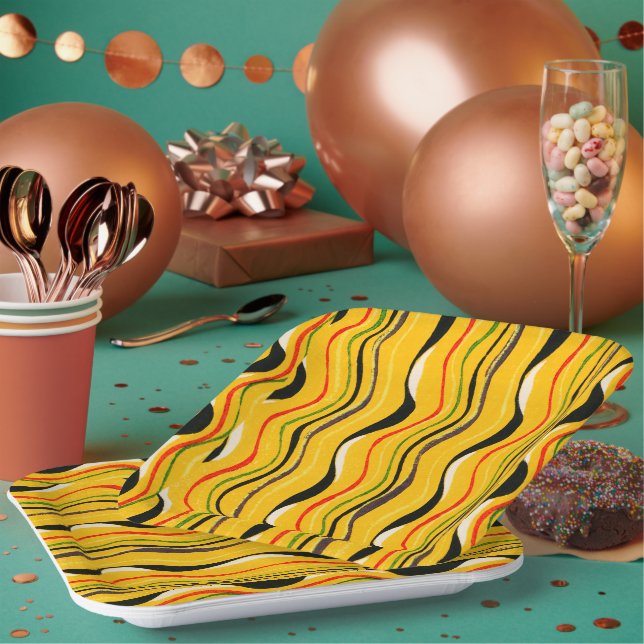 Shima-Shima, colorful pattern, Paper Plates (Multi)