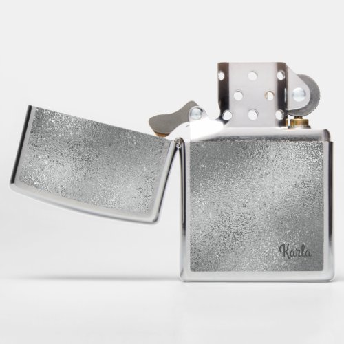 Shimering silver iridescent background zippo lighter