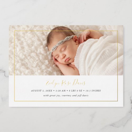 Shimmer 3 Photo Real Foil Birth Announcement Card