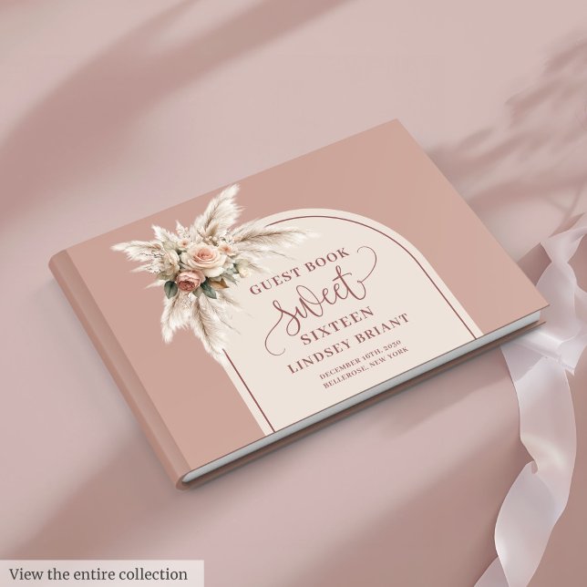 Shimmer Boho Dusty Pink Pampas Floral Arch Sixteen Guest Book (Shimmer Boho Dusty Pink Pampas Floral Arch Sixteen

)