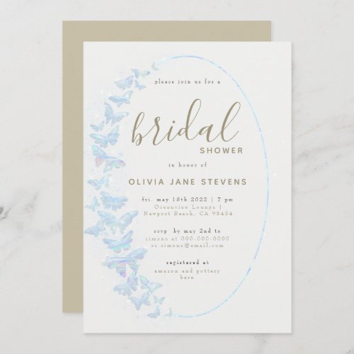 Shimmer Butterfly Elegant Boho Frame Bridal Shower Invitation