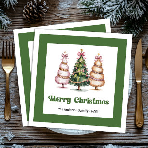 Shimmer Christmas Tree Leopard Print Dinner Napkin