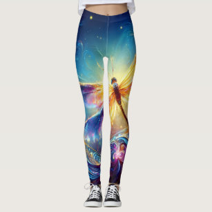 Shimmer Colorful Night Dragonfly  Leggings