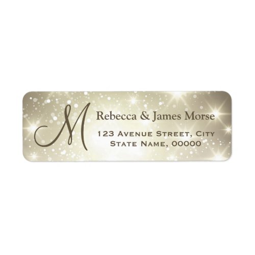 Shimmer Dazzling Sparkles Look Monogram Wedding Label