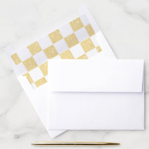 Shimmer Elegant Light Gold White Check Pattern Envelope Liner