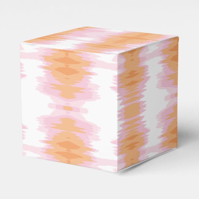 Shimmer Ikat in Pink and Orange Favor Boxes (Front Side)