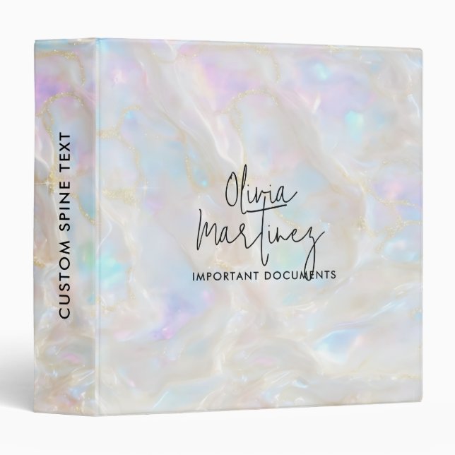 Shimmer Opal Iridescent Background 3 Ring Binder (Front/Spine)