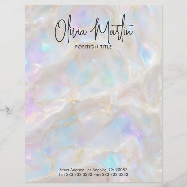 Shimmer Opal Iridescent Background Letterhead (Front)
