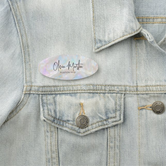 Shimmer Opal Iridescent Background Name Tag (In Situ)