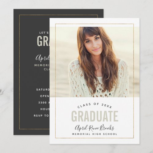 Neutral Shine Photo Graduation Party Invitation