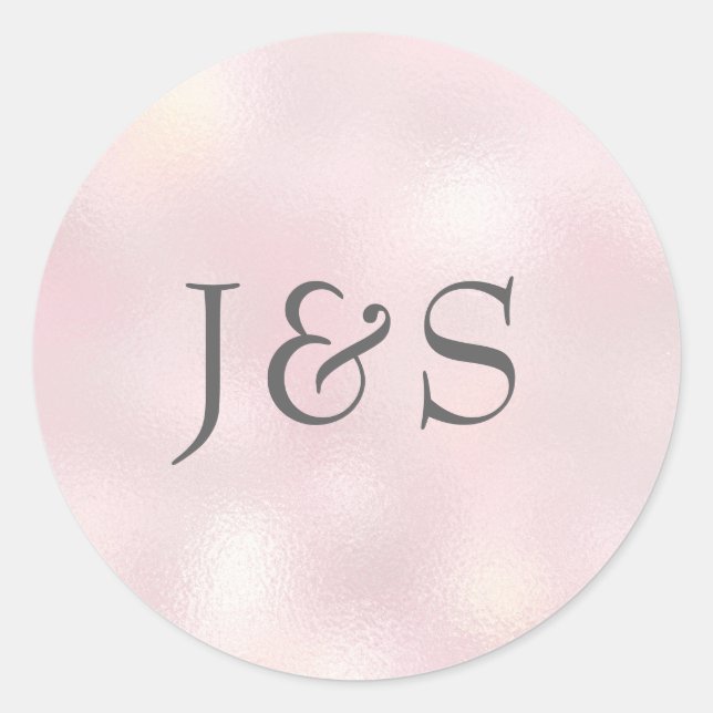 Shimmer Pink wedding personalized initial stickers (Front)