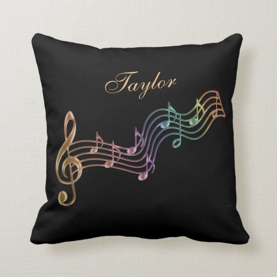 Shimmer Rainbow Personalized Musical Notes Pillow