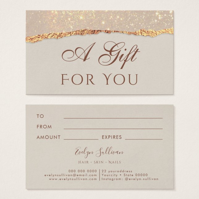 Shimmer ripped paper Gift Card (Front & Back)