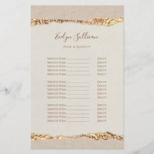 Shimmer ripped paper price list flyer