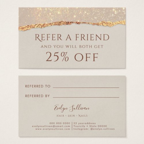 Shimmer ripped paper referral card