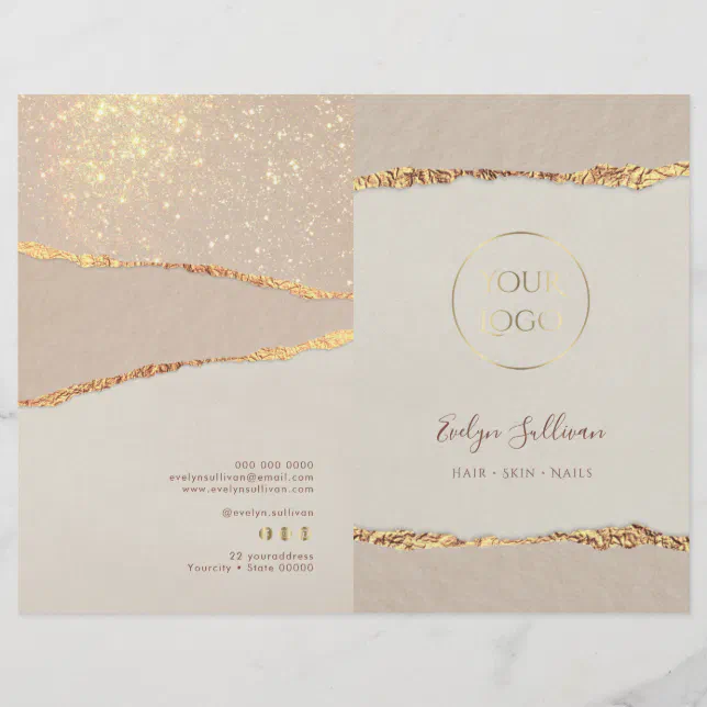 Shimmer ripped paper service menu brochure | Zazzle