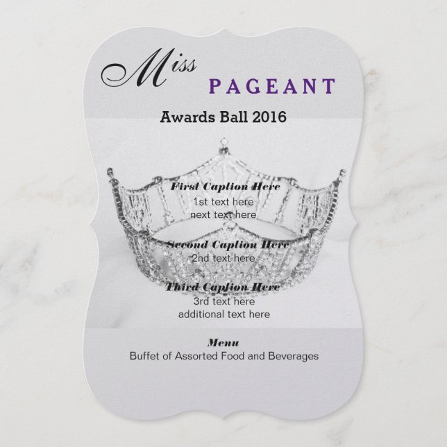 Shimmer Silver Crown Awards Ball Program Card (Front)