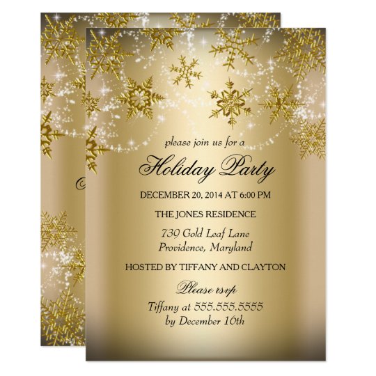 Shimmer Snowflake Gold Christmas Holiday Party Invitation | Zazzle.com