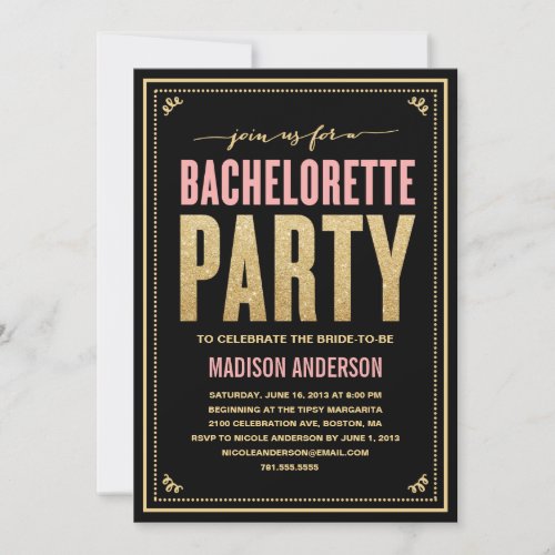 SHIMMER &amp; SPARKLE | BACHELORETTE PARTY INVITATION
